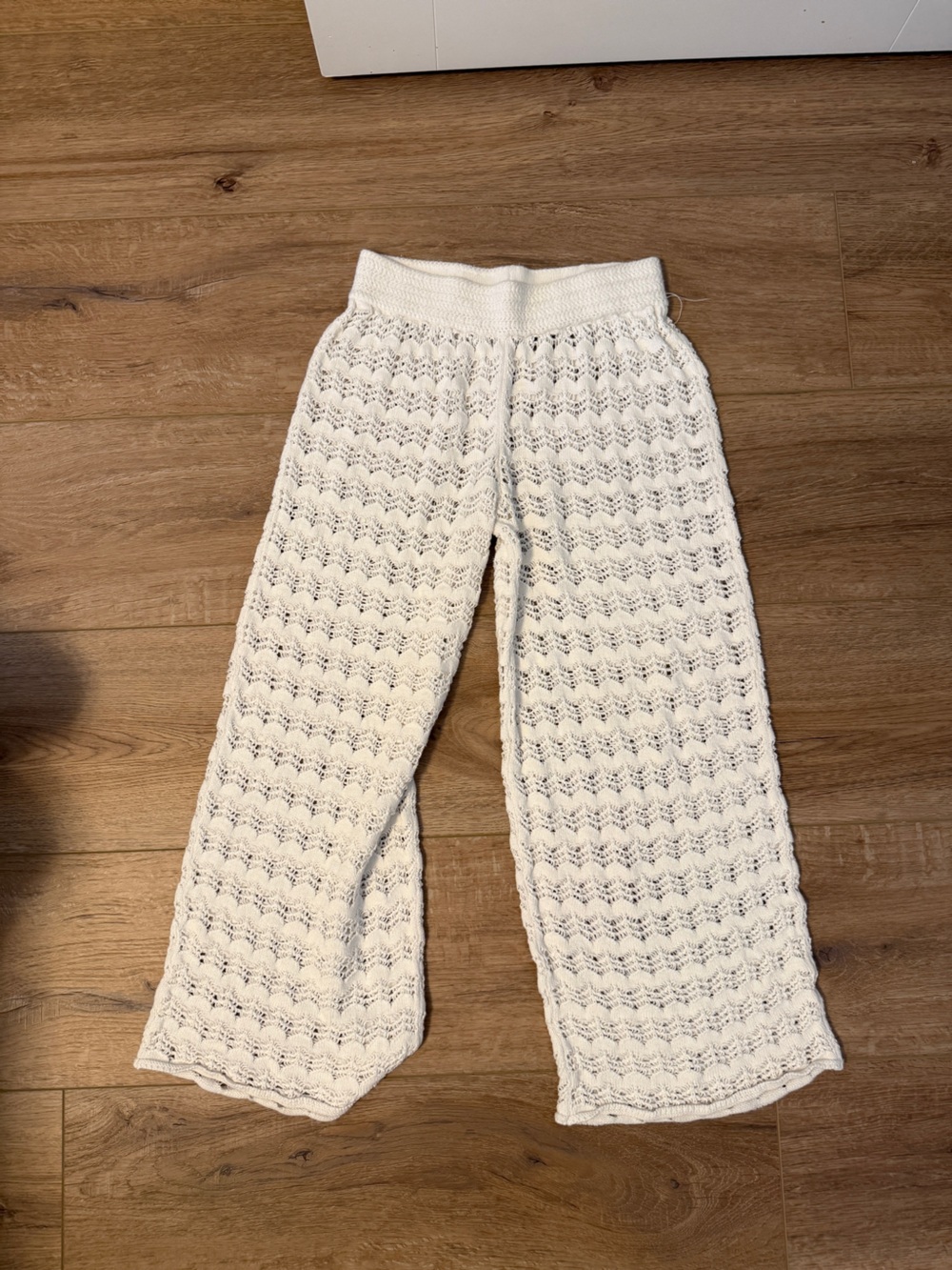 Abercrombie & Fitch Cream Open-Knit Sweater Pants
